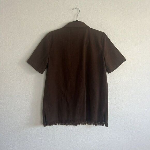 Alfred Dunner Womens Vintage 90s Brown Beaded Embroidered Fringe Blouse Size 8 - Picture 2 of 9